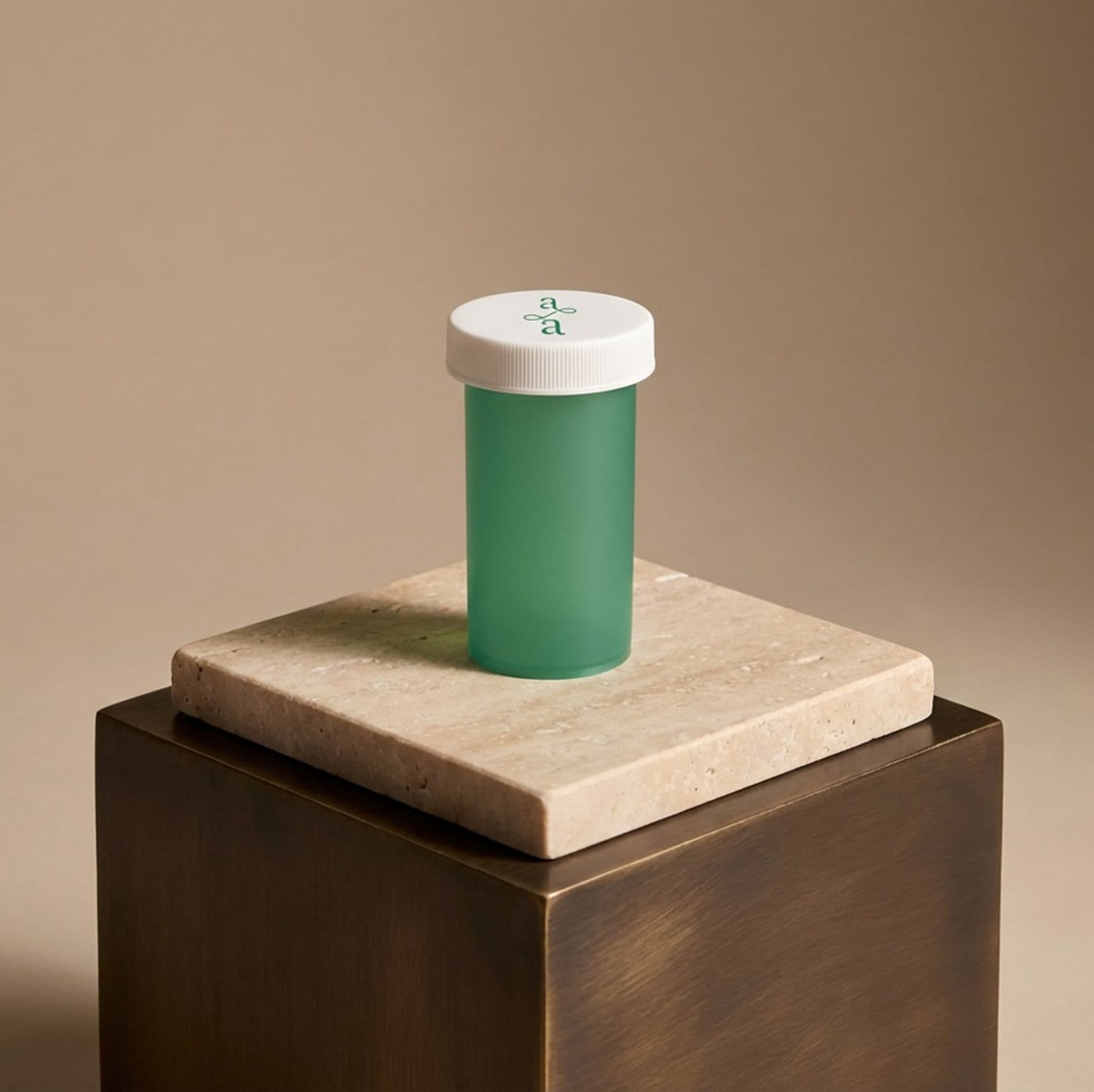 A green pill bottle